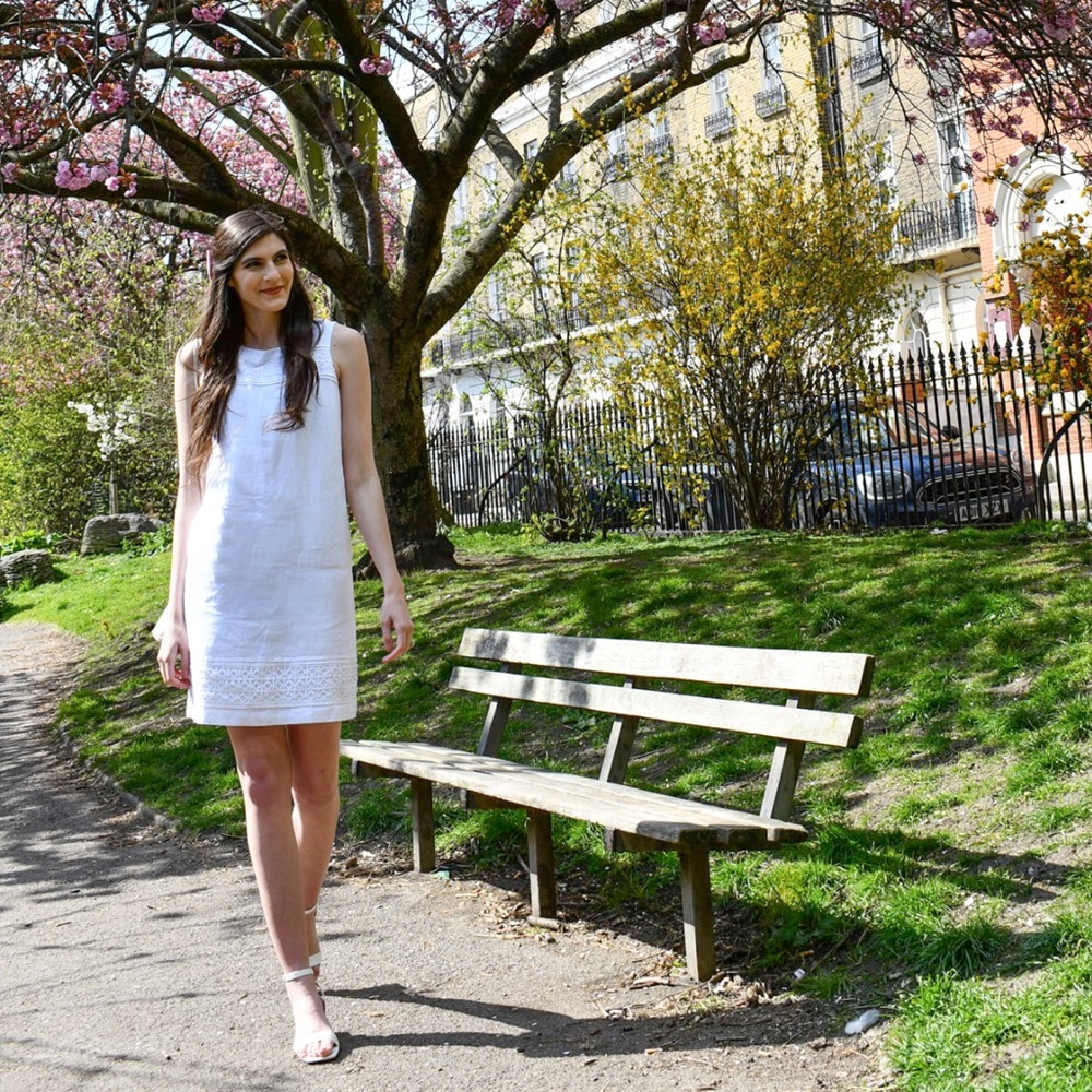 Tall White Linen Shift Dress